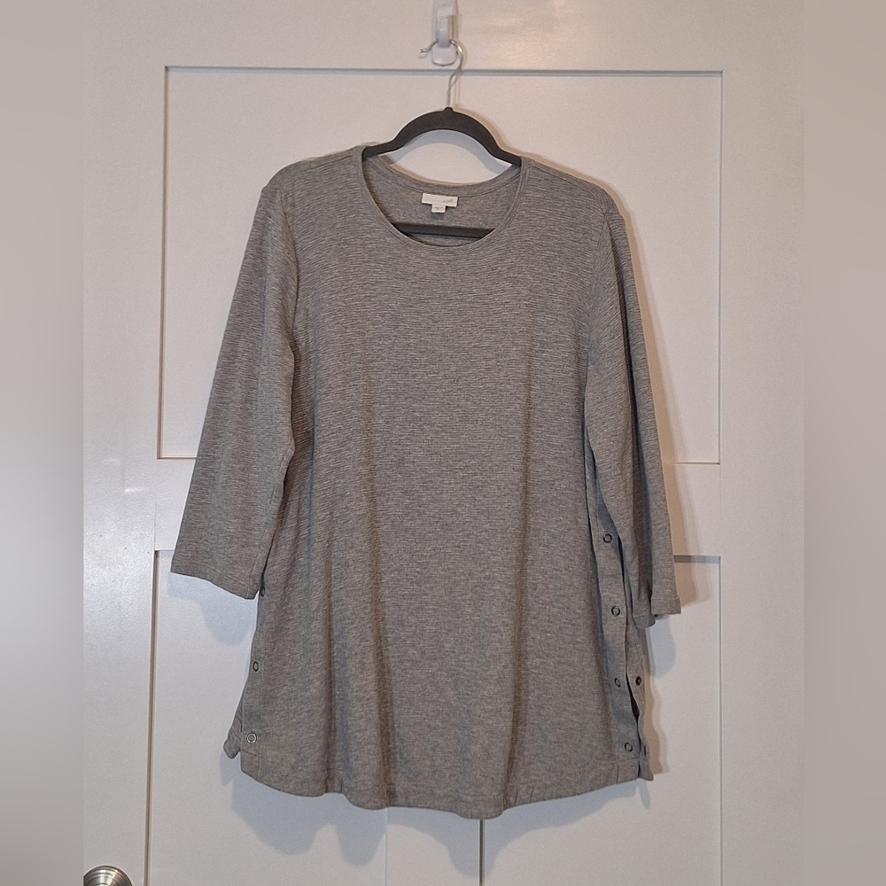 J. Jill Cotton Snapped Sides Pullover Tunic Marled Gray Size XL